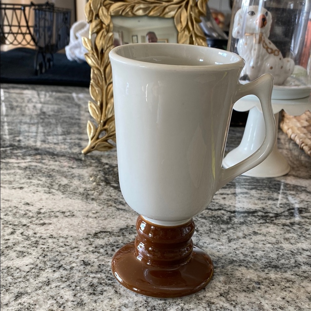 Vintage 1960’s Hall China Two-Tone Irish Coffee Pedestal Mug - Cream and Brown!
